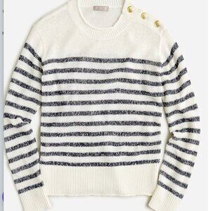 J.Crew Relaxed linen-blend beach sweater with shoulder buttons in stripe Size S